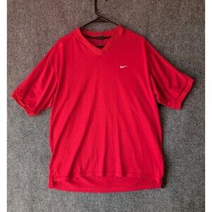 Vtg Nike Red Mesh Jersey Shirt M V-Neck Gorpcore Retro Streetwear Y2K Athletic